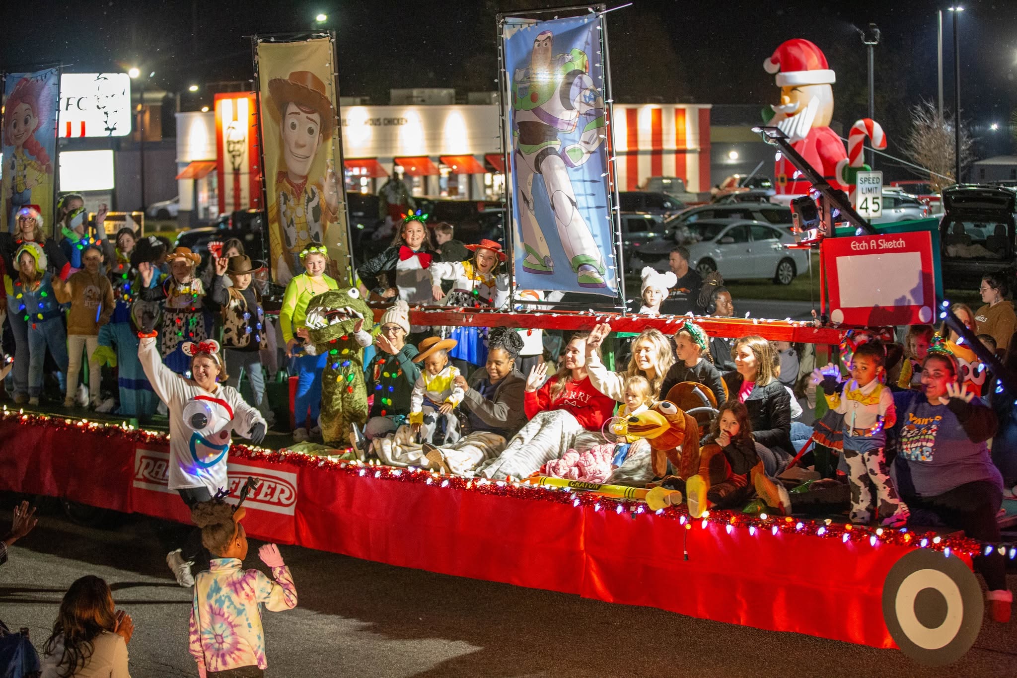 Fire truck in the Lights of Lugoff Christmas parade