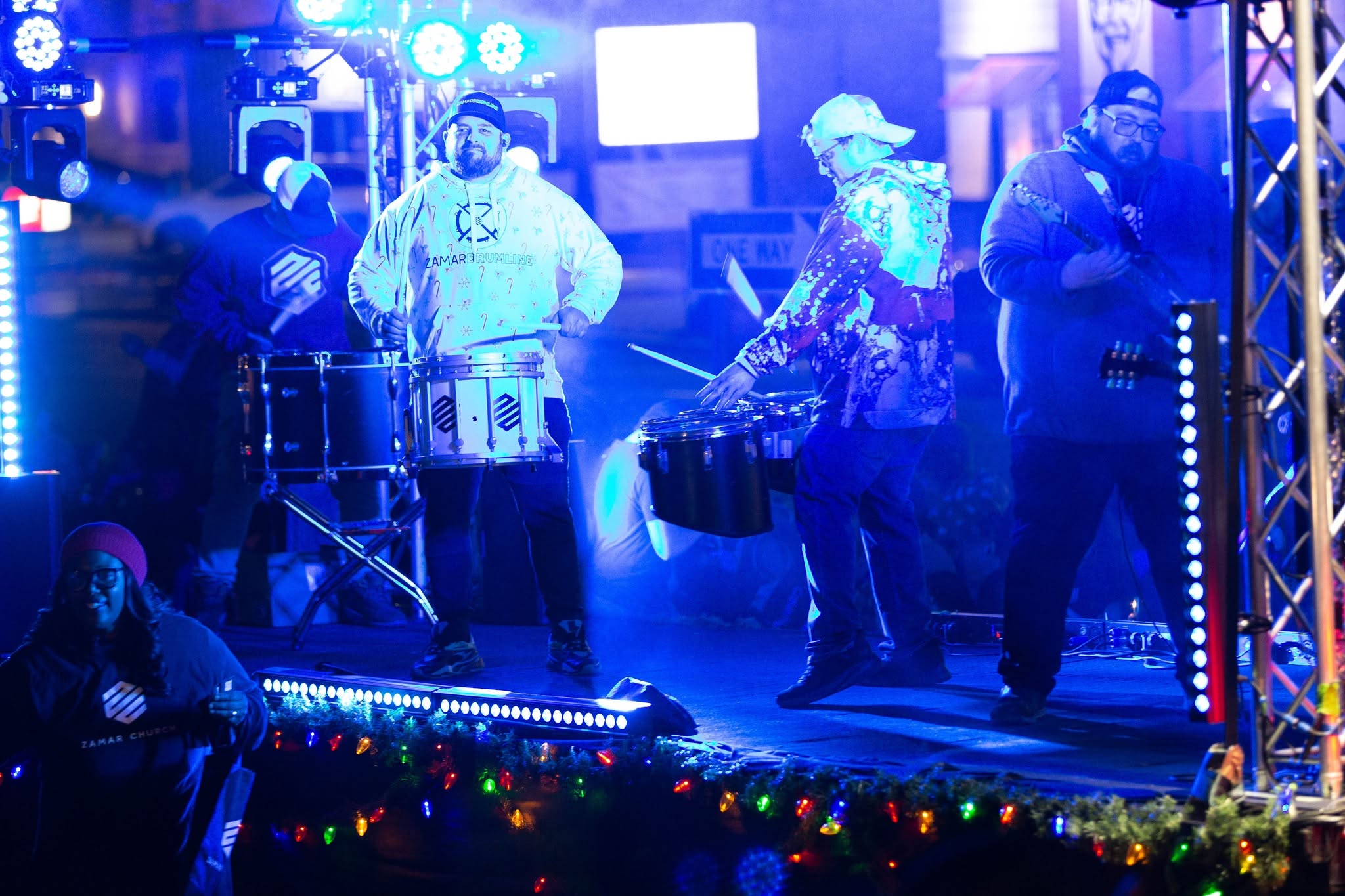 Lights of Lugoff parade float lit up at night